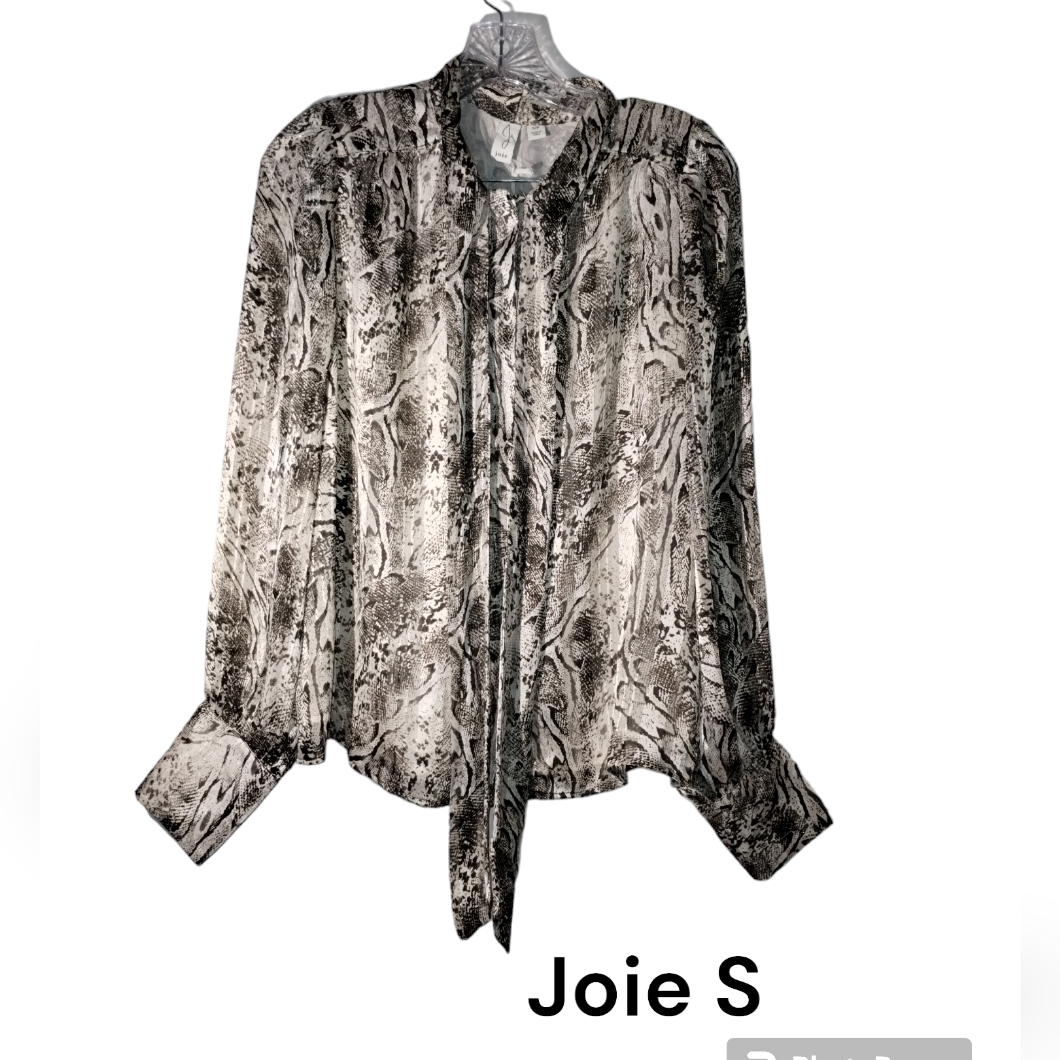 Joie Button Down Blouse Python Metallic S Nwt